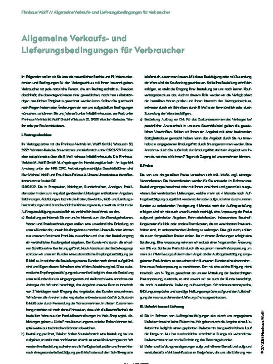 Allgemeine Geschäftsbedingungen für Einzelhandel