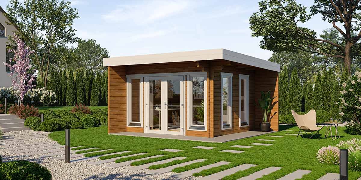 Außenansicht eines Gardenoffices von Finnhaus Wolff